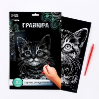 Гравюра «Котёнок» с металлическим эффектом «серебро» А4 Гравюра «Котёнок» с металлическим эффектом «серебро» А4