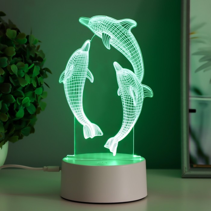 Светильник сенсорный Светильник сенсорный "Дельфины" LED 7 цветов USB/от батареек белый RISALUX