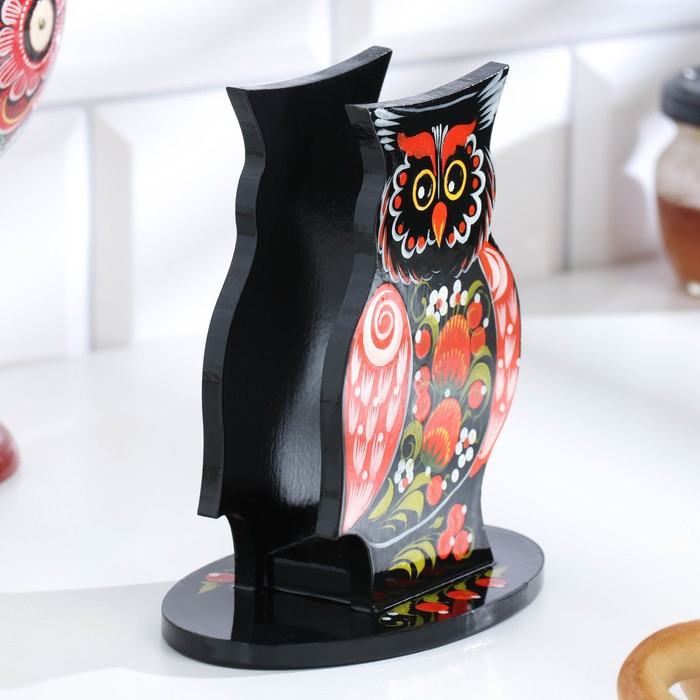 Салфетница «Сова», 10х14 см, хохлома, микс Салфетница «Сова», 10х14 см, хохлома, микс