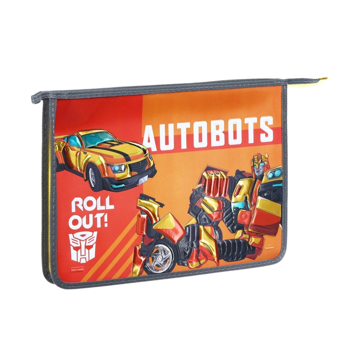 Папка для труда А4, на молнии, с эффектом металлика, Трансформеры Папка для труда А4, на молнии, с эффектом металлика, Трансформеры