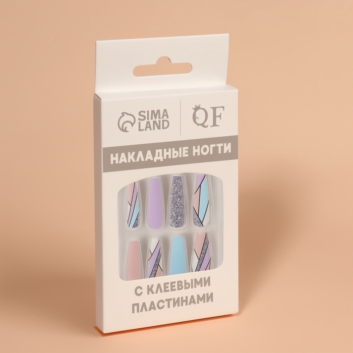 Накладные ногти «Графика», 12 шт, с клеевыми пластинами, форма балерина, разноцветные Накладные ногти «Графика», 12 шт, с клеевыми пластинами, форма балерина, разноцветные