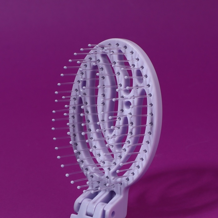 Расчёска массажная, складная, с зеркалом, 9,5 × 5,5 см, цвет сиреневый Расчёска массажная, складная, с зеркалом, 9,5 × 5,5 см, цвет сиреневый