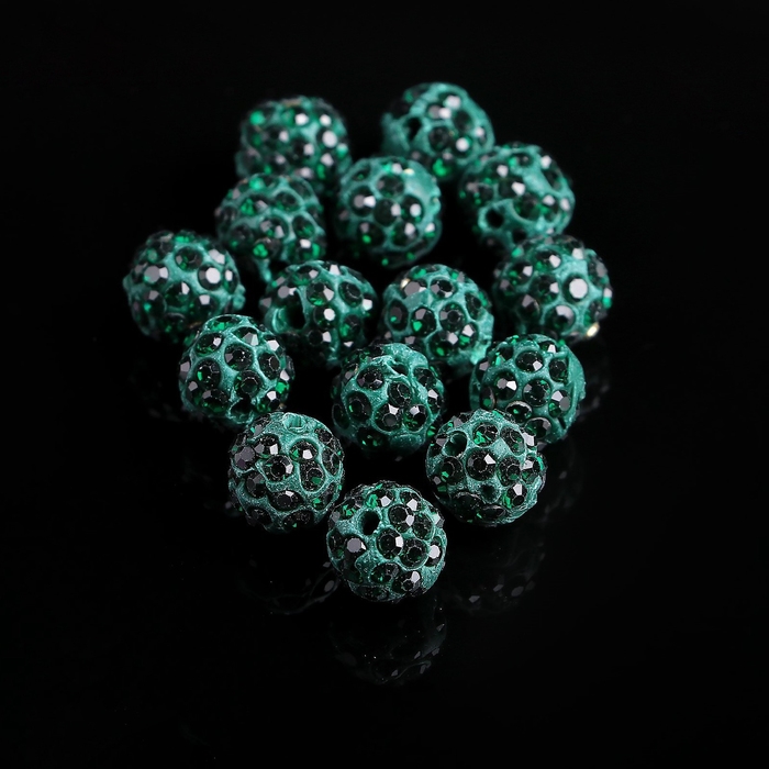 Бусина «Шамбала» 10мм (набор 15шт), цвет изумруд Бусина «Шамбала» 10мм (набор 15шт), цвет изумруд