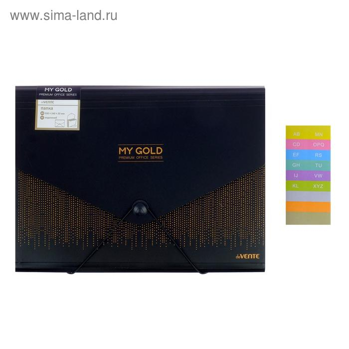 Папка-кратотека 12 отделений, А4, на резинке, deVENTE My gold, 700 мкм Папка-кратотека 12 отделений, А4, на резинке, deVENTE My gold, 700 мкм