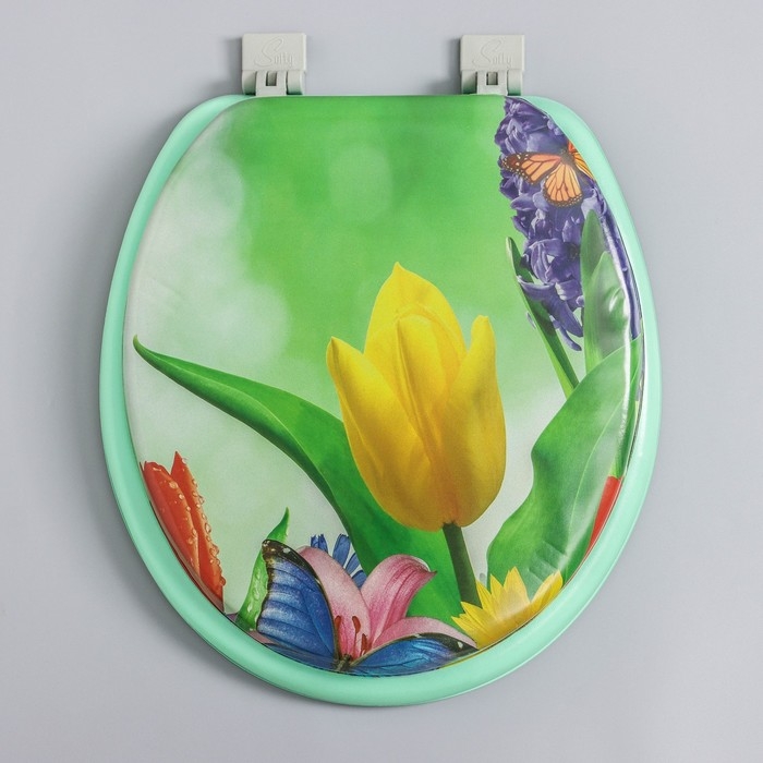 Сиденье для унитаза с крышкой,Росспласт, 43 х 37 см, мягкое, зелёное, МИКС Сиденье для унитаза с крышкой,Росспласт, 43 х 37 см, мягкое, зелёное, МИКС