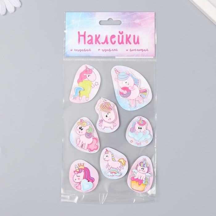 Наклейка картон 2 слоя Наклейка картон 2 слоя "Единорожки и сладости" 17х12 см