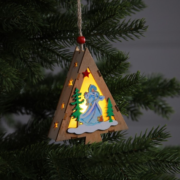 Ёлочная игрушка «Ёлочка со Снегурочкой», от батареек, свечение тёплое белое Ёлочная игрушка «Ёлочка со Снегурочкой», от батареек, свечение тёплое белое