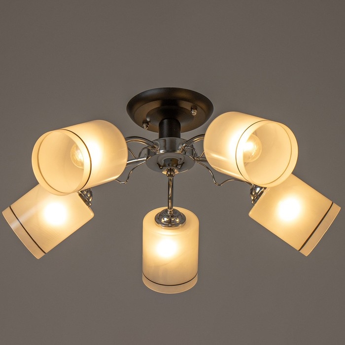 Люстра Люстра "Новелла" 5хЕ27 40т чёрно-хромовый 58х58х27 см BayerLux