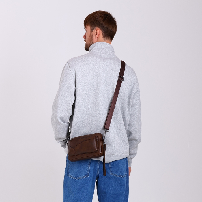 Сумка мужская через плечо, искусственная кожа, цвет коричневый Сумка мужская через плечо, искусственная кожа, цвет коричневый