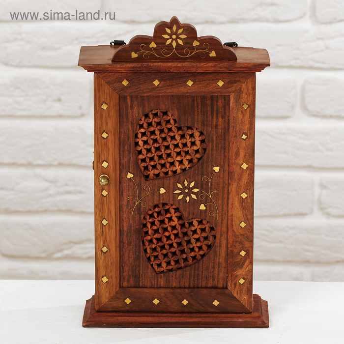 Ключница Ключница "Резные сердечки" дерево28*16*6 см