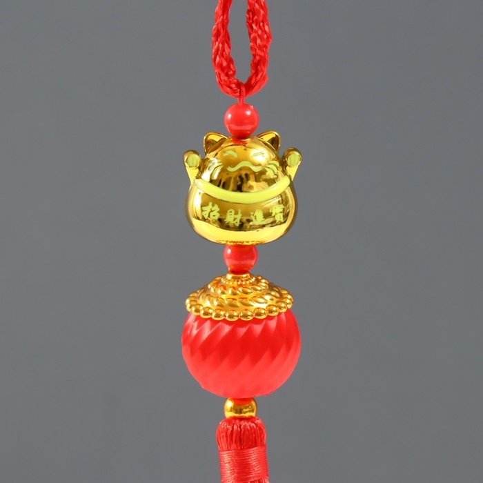 Подвеска пластик, текстиль Подвеска пластик, текстиль "Кот Манэки-нэко с фонариком" 2,8х2,8х28 см