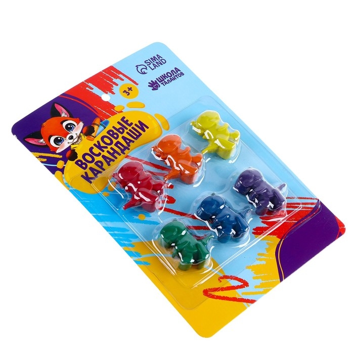 Восковые карандаши «Мир динозавров», набор 6 цветов Восковые карандаши «Мир динозавров», набор 6 цветов