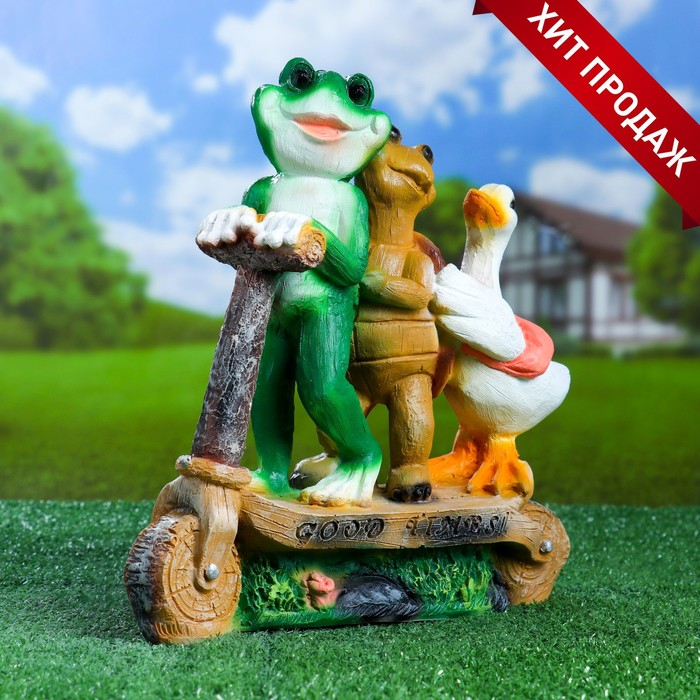 Садовая фигура  Садовая фигура "Зверюшки на самокате" 28х10,5х30см