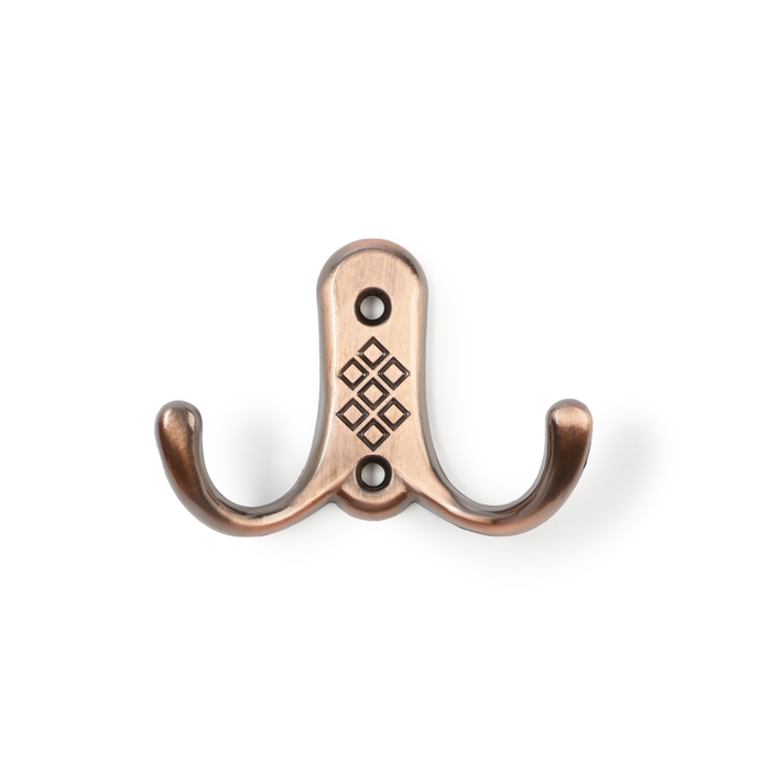 Крючок мебельный ТУНДРА TKD024 LIGHT, двухрожковый, медь Крючок мебельный ТУНДРА TKD024 LIGHT, двухрожковый, медь