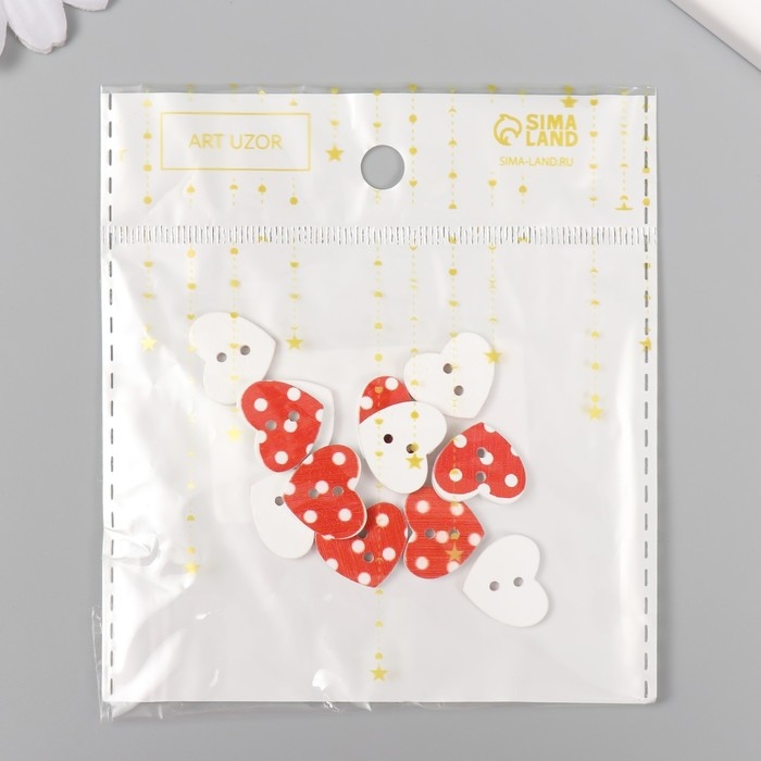 Набор пуговиц декоративных дерево Набор пуговиц декоративных дерево "Сердечки" (набор 12 шт) 1,7х1,7 см