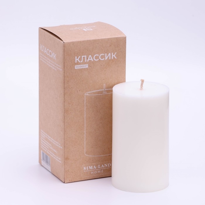 Свеча-цилиндр гладкая,6х10 см, пальмовый воск, белая, 20 ч Sima Home Свеча-цилиндр гладкая,6х10 см, пальмовый воск, белая, 20 ч Sima Home