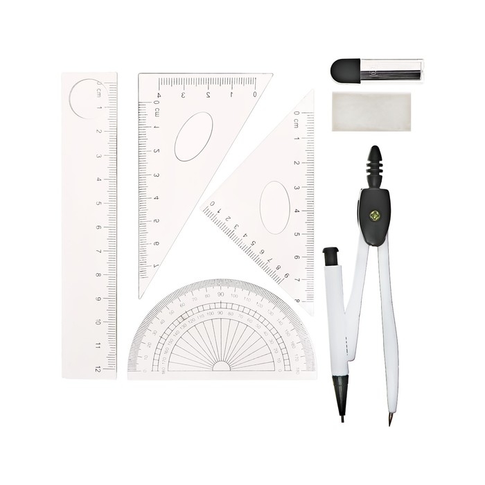 Циркуль металлический 120 мм в пластиковом пенале, с механическим карандашом, грифелями, ластиком, линейкой, 2 треугольниками и транспортиром Циркуль металлический 120 мм в пластиковом пенале, с механическим карандашом, грифелями, ластиком, линейкой, 2 треугольниками и транспортиром