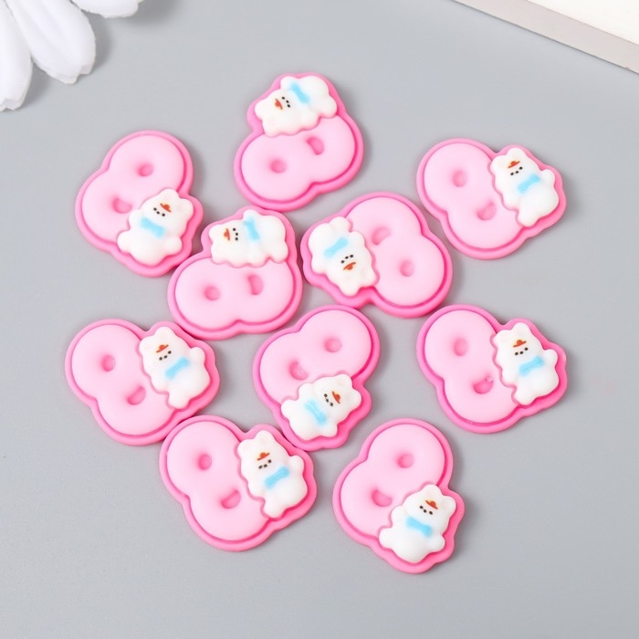 Декор для творчества "Цифра 8 со зверюшкой" набор 10 шт 2х1,9 см