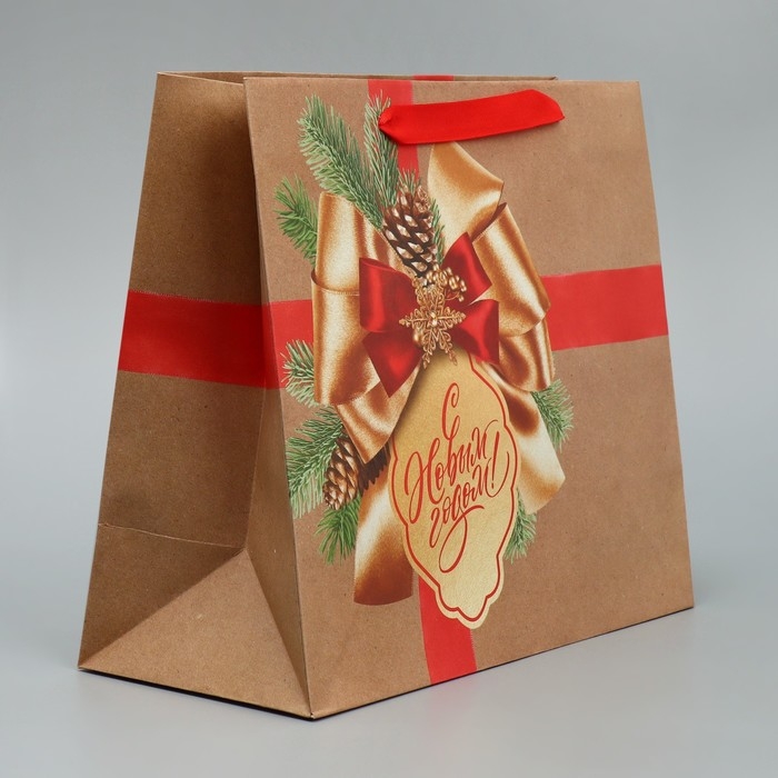 Пакет подарочный новогодний крафтовый горизонтальный «Подарок в Новый год», ML 27 х 23 х 11.5 см, Новый год Пакет подарочный новогодний крафтовый горизонтальный «Подарок в Новый год», ML 27 х 23 х 11.5 см, Новый год