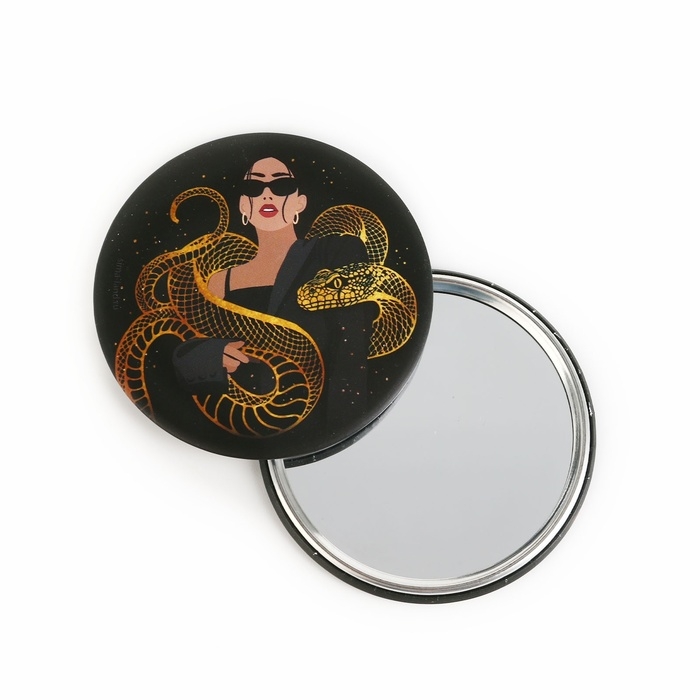 Зеркало карманное новогоднее «Новый год: Девушка», диам.7 см Зеркало карманное новогоднее «Новый год: Девушка», диам.7 см