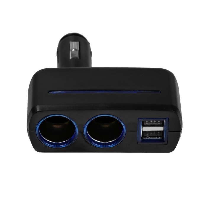 Разветвитель прикуривателя TORSO, 12-24 В, USB 2A, подсветка Разветвитель прикуривателя TORSO, 12-24 В, USB 2A, подсветка