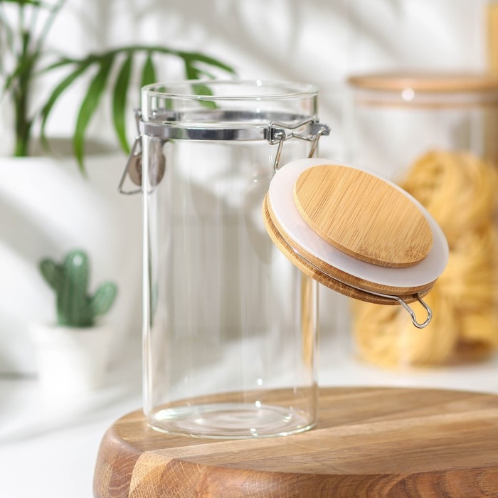 Банка стеклянная для сыпучих продуктов с бугельным замком Magistro «Эко», 1,2 л, 10×20 см