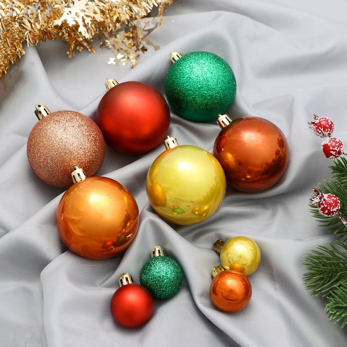 Набор шаров пластик d-6 и 2,5 см, 21 шт «Каникулы» яркое ассорти, мишура 1 м, микс Набор шаров пластик d-6 и 2,5 см, 21 шт «Каникулы» яркое ассорти, мишура 1 м, микс