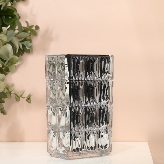 Ваза для цветов «Монарда» из стекла, серебро 25×13,5×9,5 см Ваза для цветов «Монарда» из стекла, серебро 25×13,5×9,5 см