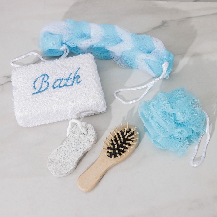 Набор банный Доляна, 5 предметов (3 мочалки, расческа, пемза), цвет МИКС Набор банный Доляна, 5 предметов (3 мочалки, расческа, пемза), цвет МИКС