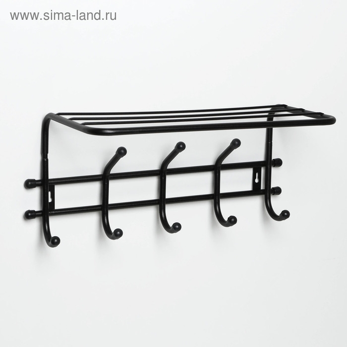 Вешалка настенная с полкой «Комфорт», 5 крючков, 41×20×10 см, цвет чёрный Вешалка настенная с полкой «Комфорт», 5 крючков, 41×20×10 см, цвет чёрный
