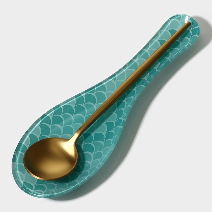 Подставка стеклянная под ложку Доляна «Сирена», 23,5×8,3 см, цвет бирюзовый Подставка стеклянная под ложку Доляна «Сирена», 23,5×8,3 см, цвет бирюзовый