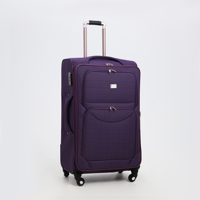 Чемодан большой 95 л (L), отдел на молнии, с расширением, кодовый замок, 3 колеса, 2 наружных кармана, цвет фиолетовый Чемодан большой 95 л (L), отдел на молнии, с расширением, кодовый замок, 3 колеса, 2 наружных кармана, цвет фиолетовый