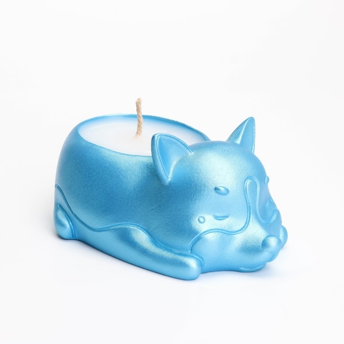 Свеча  Свеча "Корги" в подсвечнике из гипса,8,5х13х7см,голубой