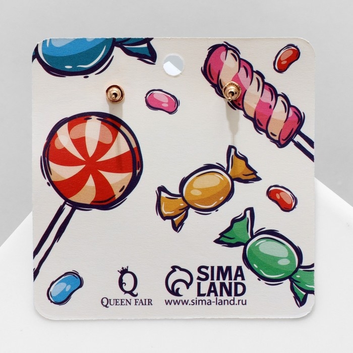 Серьги «Конфетки» со звёздочками, бело-зелёный в золоте Серьги «Конфетки» со звёздочками, бело-зелёный в золоте