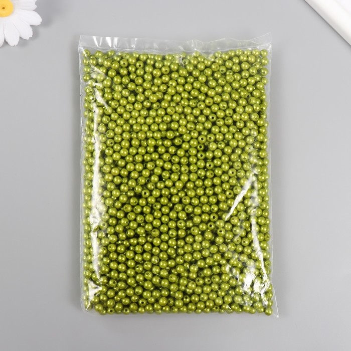 Набор бусин "Жемчуг" d 6 мм, 250 гр, оливковый