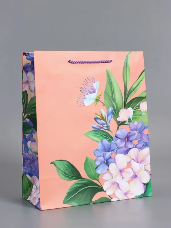 Пакет подарочный "Цветы эмоций" ламинированный 26 х 12 х 32 см