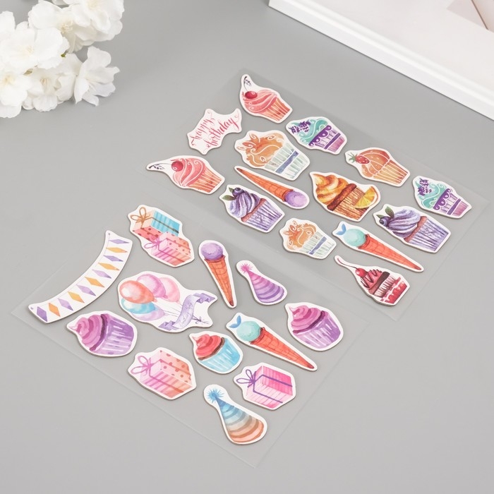 Наклейки для творчества Наклейки для творчества "День рождения" набор 2 листа 22х12,5 см