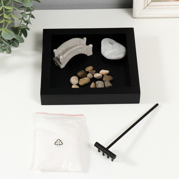 Сад камней Дзен  Сад камней Дзен "Каменный мост" песок 16,5х16,5х4 см