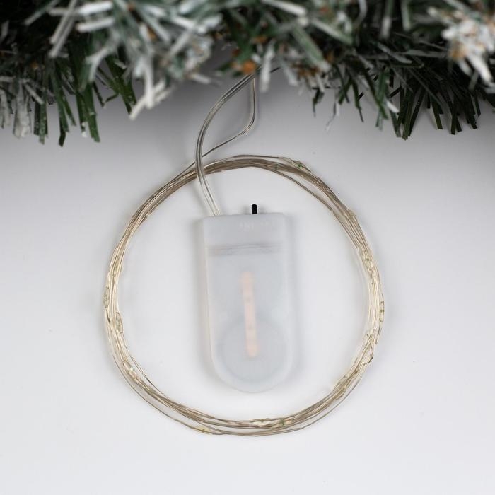 Гирлянда «Нить» 2 м роса, IP20, серебристая нить, 20 LED, батарейки CR2032х2 (в комплекте), свечение синее Гирлянда «Нить» 2 м роса, IP20, серебристая нить, 20 LED, батарейки CR2032х2 (в комплекте), свечение синее