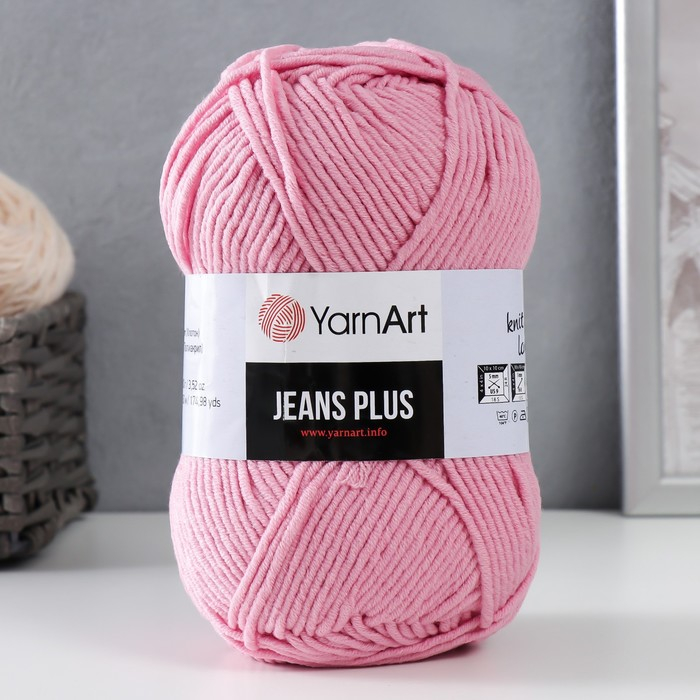 Пряжа  Пряжа "Jeans plus" 55% хлопок, 45% акрил 160м/100гр (36 розовый)