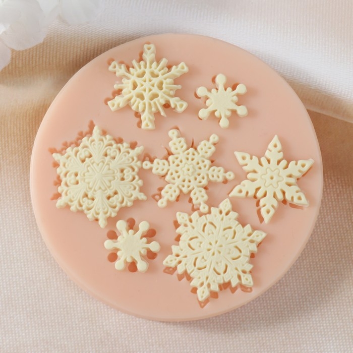Молд силикон Молд силикон "Снежинки" №2 3,4х3,4х0,1 2,8х2,8х0,1 3х3х0,1 1,7х1,7х0,1 см