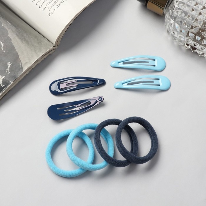 Набор для волос Набор для волос "Мира" (4 невидимки-5 см,8 резинок-3,5 см) сине-голубой