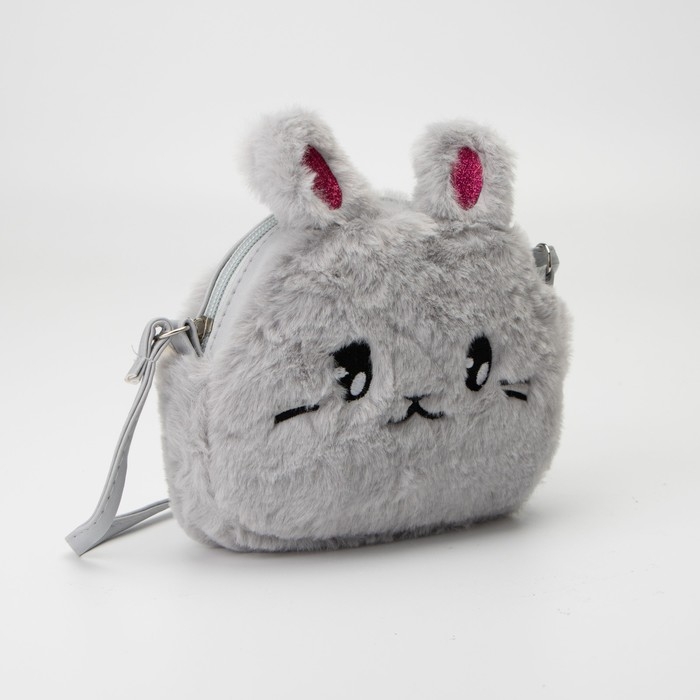 Сумка детская для девочки "Зайка", на молнии, цвет серая