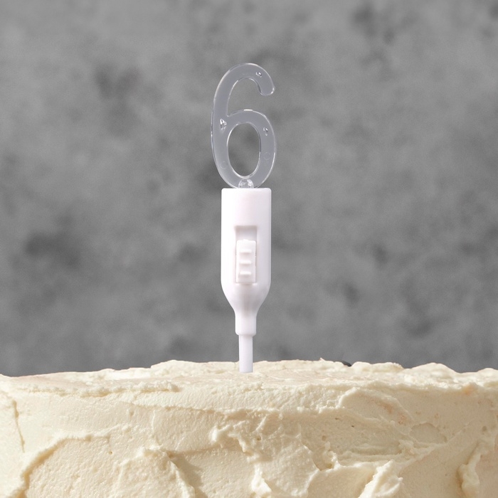 Светодиодная свеча  Светодиодная свеча "Цифра 6", 14.5 см, от батареек LR1130х3 (в комплекте), свечение мульти (RGB)