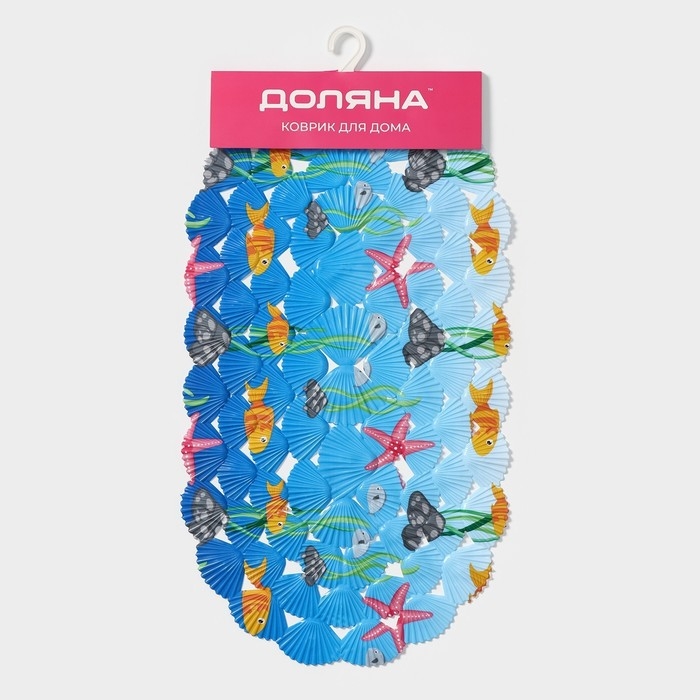 Коврик противоскользящий в ванну на присосках Доляна «Морские игры», 37×65 см Коврик противоскользящий в ванну на присосках Доляна «Морские игры», 37×65 см