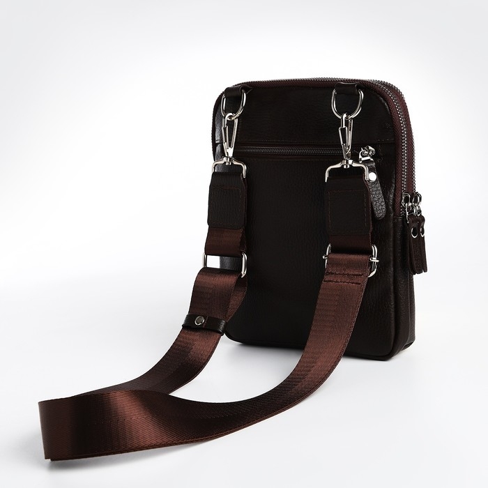 Сумка мужская TEXTURA, через плечо, натуральная кожа, цвет тёмно-коричневый Сумка мужская TEXTURA, через плечо, натуральная кожа, цвет тёмно-коричневый