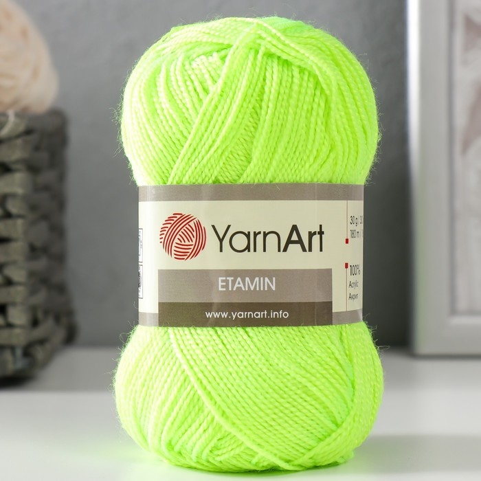 Пряжа Пряжа "Etamin" 100% акрил 180м/30гр (459 яр. лайм)