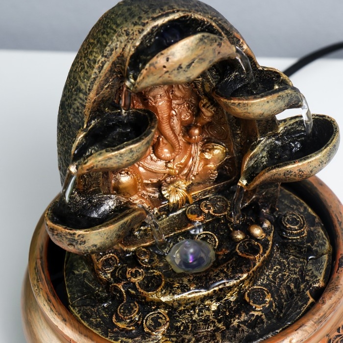 Фонтан настольный с подсветкой Фонтан настольный с подсветкой "Ганеша с 5-ю чашами" 22,5х16х16 см