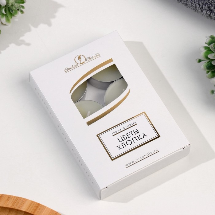 Набор свечей чайных ароматизированных  Набор свечей чайных ароматизированных "Цветы хлопка", 6 шт, 12 гр