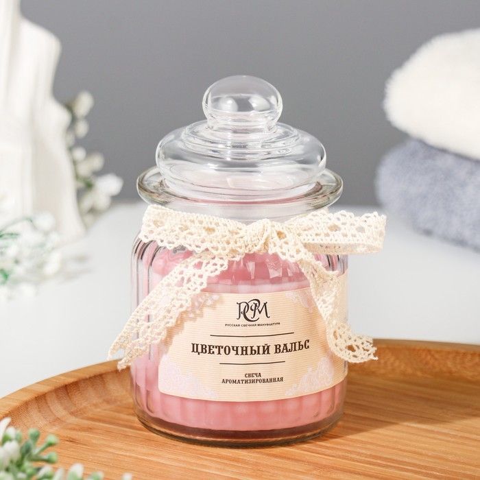 Свеча в банке ароматизированная  Свеча в банке ароматизированная "Цветочный вальс" 180 гр, время горения 45 ч